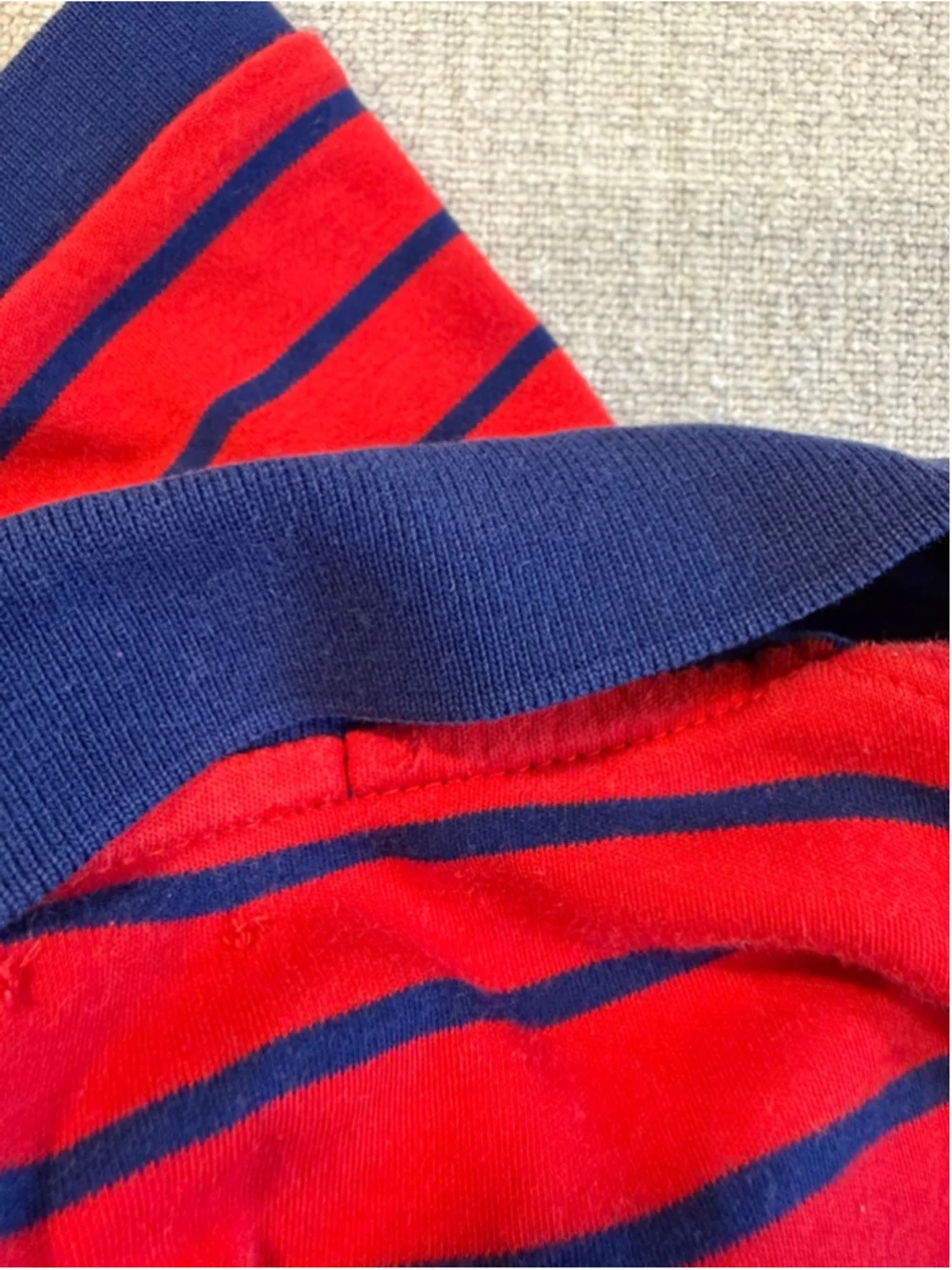 Polo Ralph Lauren classic fit red navy blue striped short sleeve cotton polo L